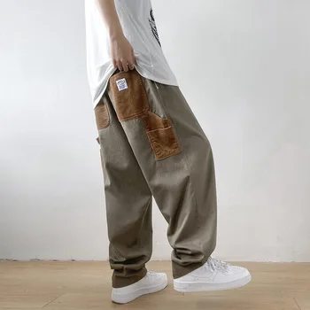 Kravas Bikses Mens Casual Bikses Multi Pocket Taisnas Bikses Daudzām Hip-hop Bikses Vīriešiem Baggy Bikses Japāņu Streetwear