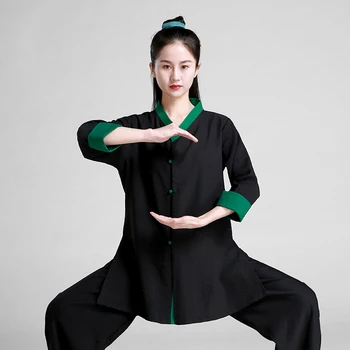 Kung Fu Kleita Tai Chi Drēbes Ušu Apģērbu Cīņas Mākslas Vienotu Melnās Sievietes Meitene Kun Master 2023 Jaunu Stilu