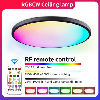 LED Apaļa Griestu Gaismas RGBCW Aptumšojami RF Tālvadības Pilnu Krāsu Griestu Lampas, Balkona Lieveņa Guļamistaba, Dzīvojamā Istaba Apkārtējā Lampas