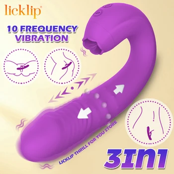 LICKLIP Vibrators Sieviešu Dzimumorgānu Frēzēšana Spēcīgs Maksts Vibrators Klitora Stimulators Sievietēm Thrusting Dildo Pieaugušo Seksa Rotaļlietas