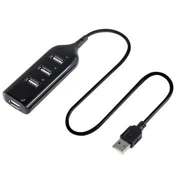 Liela Ātruma USB 2.0 Hub 4 Portu Sadalītājs Ar Kabeli, Vairāku Kontaktligzdu Izmantot Strāvas Adapteris Viss Vienā PC Klēpjdatoru, Piezīmjdatoru Aksesuārs