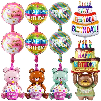 Lielā Dzimšanas Dienas Torte, Baloni Karikatūra Lāču Kūka Numuru Folijas Gaisa Balons, Baby Dušas Happy Birthday Party Apdare Prop Bērniem Rotaļlietas