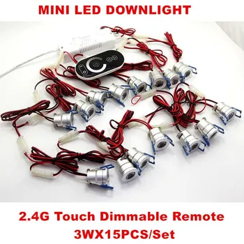 MINI LED Downlights 3W LED Griestu Lampas Spot Light+Draiveri+Reostats Tālvadības pults Silts Balts Aptumšojami