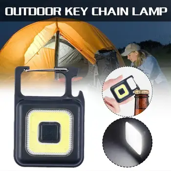 Mini LED Lampiņu Portatīvo COB Darbi Gaismas Kabatas Keychains Lukturīti, USB Uzlādējams Āra Kempings Mazo Gaismas K7R5