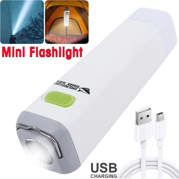 Mini Lāpu Izcelt LED Lukturīti USB Lādēšanas Gaismiņa Power Bank 2 In 1 Portatīvo Kempings Ūdensizturīgs Tālu Klāstu Lukturīti