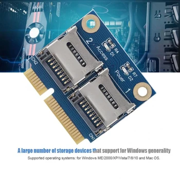 Mini PCI-E, lai 2MicroSD Adapteris Stāvvadu karte PCI-Express dual TF grāmatiņa SSD karšu lasītājs Converter Extender Karte