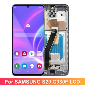 Mobilais S20 LCD Daļas Samsung Galaxy S20 G980 G980F G980F/DS LCD Displejs, Touch Screen Digitizer Montāža ar Rāmi