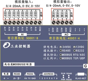 Modbus TCP kontrolieris Ethernet ātrgaitas vienība 8 analogās ieejas 4 analogās izejas 8AI + 4AO [Ethernet +485 +232]