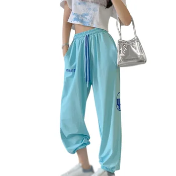 Modes Plaša Kāju haren lauka Bikses Sievietēm Loose Fit Plānas Cool Jazz Hip-hop Deju Stulpiņi Vasaras Gadījuma Universāls Sportwear