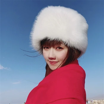Mākslīgās Kažokādas Cepuri Krievijas Kārtā Flat Top Hat Sieviešu Ziemas Sabiezējumu Silts Plīša Ausu Aizsardzības Klp Āra Slēpošanas Hairband Cepure