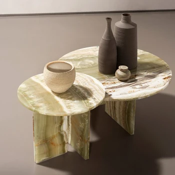 Mūsdienu minimālisma kafijas galda kombinācija, mazo vienības lielumu, dabīgā marmora, gaismas luksusa, minimālisma villa dīvāna malas tabula
