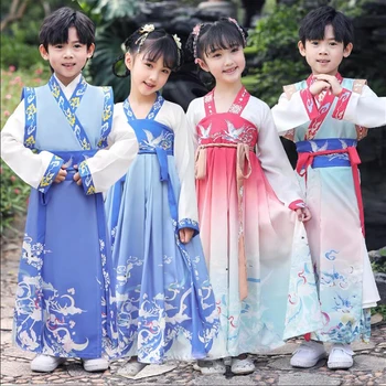Mūsdienu Tradicionālā Ķīniešu Hanfu Zēns Meitene Skolas Drēbes, Seno Tērpu Bērnu Sniegumu Tang Atbilstu Tautas Deju Ziemassvētkiem