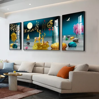 Mūsdienu vienkāršas dzīves telpu dekorēšana krāsošana, Nordic high-end dīvāns fona sienas karājas glezna, gaismas luksusa atmosfēras m
