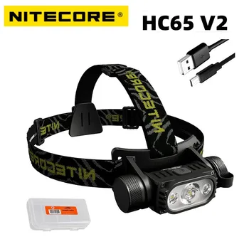 Nitecore HC65 V2 Lukturis,1750 Lm USB-C Uzlādējams ar Baltu,Augstajam CRI un Sarkanā Led Āra Kempings Ar 3500mAh Akumulators
