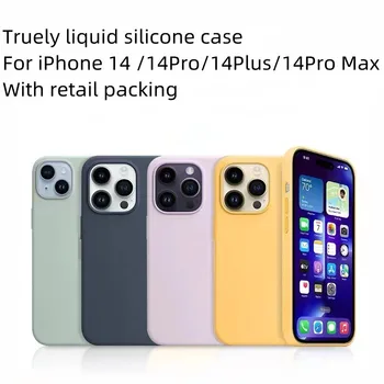 Oriģinālu Kvalitātes Krāsu Premium Šķidruma Silikona Case For iPhone 14 Pro Max 14Plus Magnētisko Vāciņu Magnsafe Piederumi
