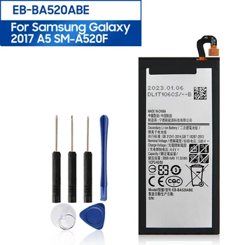 Oriģinālā Rezerves Tālruņa Akumulatora EB-BA520ABE Samsung GALAXY A5 līdz 2017. A520F SM-A520F 2017 Izdevums 3000mAh Akumulators