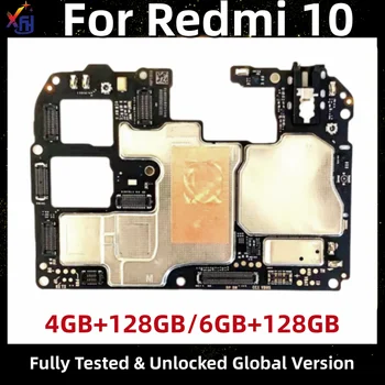 Pamatplates PCB Modulis Xiaomi Redmi 10 Mainboard 128GB Atslēgt Loģika Valdes Globālo Versiju Modelis 21061119AG