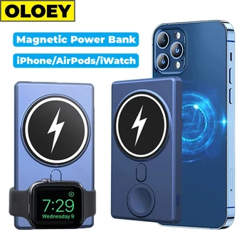 Par Magsafe Power Bank Magnētisko Bezvadu Lādētāju Macsafe Powerbank iPhone AirPods Pro iWatch Ārējās Autonoma Akumulatoru