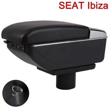 Par SEAT Ibiza roku balsts, Oriģinālā kaste veltīta centrālais roku balsts, rūtiņu modifikācijas piederumi Liela Telpa Divlīmeņu USB Uzlāde