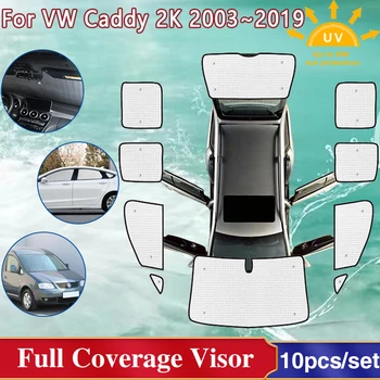 Par Volkswagen VW Caddy 2K Piederumi 2003~2019 Maxi Pilnībā Segtu Saulessargi Shuttle California Auto Windows Sejsegu Auto Piederumi