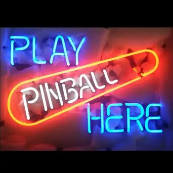 Pasūtījuma Spēlēt Pinball Šeit, Stikla Neona Gaismas Zīme, Alus Bārs