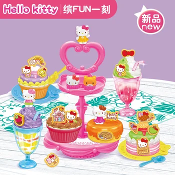 Patiesu HelloKitty Attēls Imitētu Virtuves Saldējuma Kūka Modelis Izlikties, Spēlēt Bērniem Smieklīgi Klāt