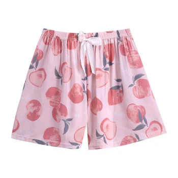 Pidžamas bikses sieviešu vasaras bikses mājās, piecu punktu kokvilnas zīda plāna sadaļu cute Japāņu vaļīgas bikses viskozes vienas bikses