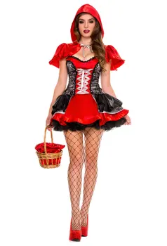 Pieaugušo Sieviešu Halloween Kostīmu Little Red Riding Kapuci Fantasy Spēle Formas Tērpu, Masku Puse Apmetni, Apģērbs Meitenēm