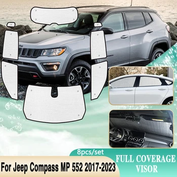 Pilnībā Aptver Saulessargs Jeep Compass MP 552 2017 2018 2019 2020 2021 2022 2023 Auto Piederumi Windows Saules UV Aizsardzība Sejsegu