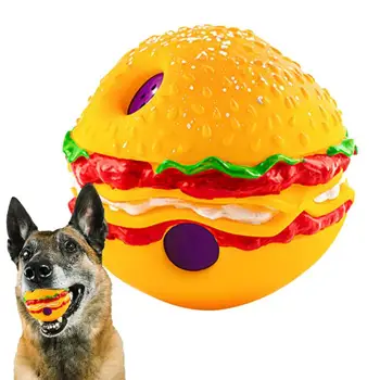 Pīkstošs suns Bumbu Hamburger Formas PVC Pīkstošs Bumbiņas Suņiem Bite Izturīgs Interaktīvās Bumbu Rotaļlietas Spilgtās Krāsās Mājdzīvniekiem Kaķēni