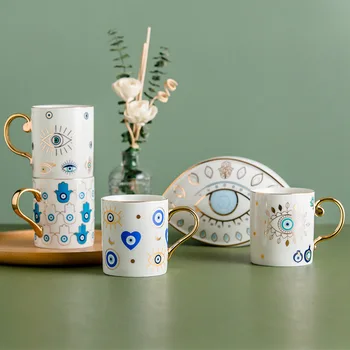 Radošā acu tasi rokā kafijas tasi modelis keramikas kauss mājās dzerot tasi tējas tase dāvanu canecas akrobāts ar salmu taza de porcelana