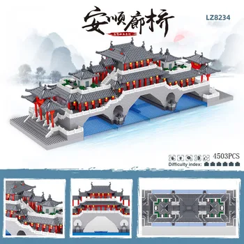 Radošā Seno Arhitektūru Mikro Daimond Bloķēt Ķīna Anshun Tilta Celtniecības Ķieģeļi, Rotaļlietas Salikt Nanobricks Bērniem Dāvanas
