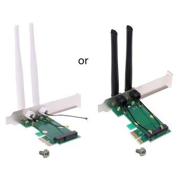Rakstāmgalda Karte Mini PCI-E, lai PCI-E Bezvadu WIFI Adapteri Ar 2 Antenām