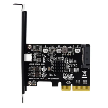 Rakstāmgalda PCIe X4 uz C Tipa USB3.2 Gen2X2 20Gbps Disks-Bezmaksas Izplešanās Stāvvadu Kartes ASM3242 Kontrolieris Karti