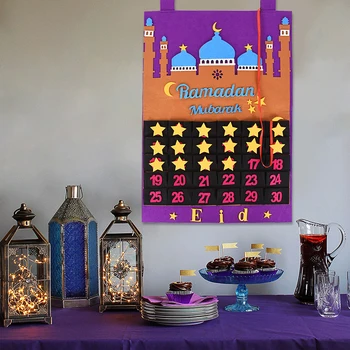 Ramadāna Kareem Jutos Kalendārs Atpakaļskaitīšanas Eid Mubarak Rotājumi Mājās Islāma Musulmaņu Festivāls Puses Piegādes Eid Al Adha Mazulis Dāvanas