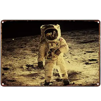 Retro Dizaina Mēness Astronautu Alvas Metāla Zīmes, Wall Art | Bieza Skārda Izdrukāt Plakātu Sienas Apdarei: Garāža