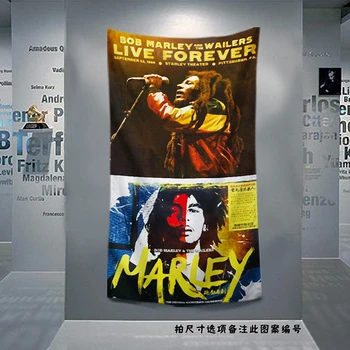 Retro Rock Mūzikas Auduma Mākslas Karogs Banner Bob Marley Jamaikas Regeja Plakātu Gobelēns Karājas Glezna Fona Dekors