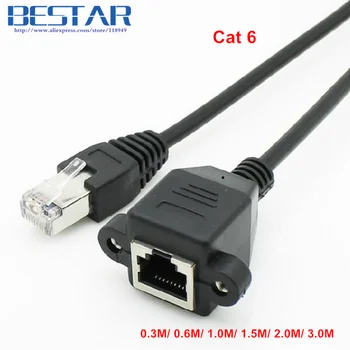 RJ45 8P8C Cat 6 Cat6 Sieviešu un Vīriešu Lan Ethernet Tīkla pagarinātāja Vads 0,3 m 0.6 m, 1m, 1.5 m, 2m 3m ar skrūves Paneļa Piestiprināšanas Caurumiem