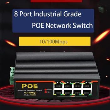 RJ45 Ports Rūpniecības Grade spēle POE Tīkla Slēdzi, Sliedes Tips RJ45 Hub 10/100Mbps Ethernet tīkla Video Novērošanas 8 Port RJ45 slēdzis