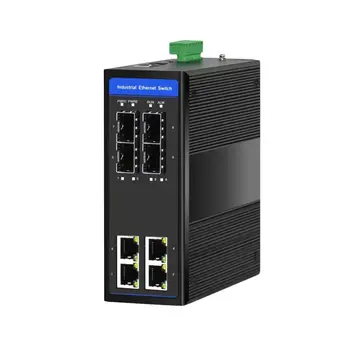 Rūpniecības Izdevās 4 Porti (PoE) Gigabit Ethernet Slēdzis ar 4 SFP Din Sliedes Montējams 8-Port Šķiedras Tīkla Slēdzi
