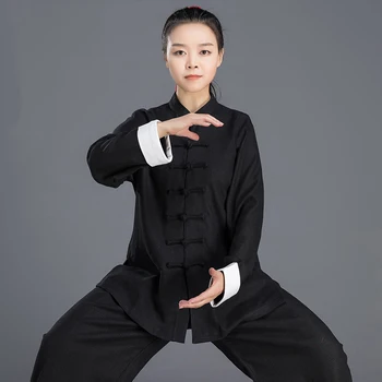 Sabiezēt Kung Fu Tai Chi Apģērbu Cīņas Mākslas Drēbes Taiczicjuaņ Ušu Vienotu Wing Chun Taiczicjuaņ Black Multicolor Bambusa, Lina
