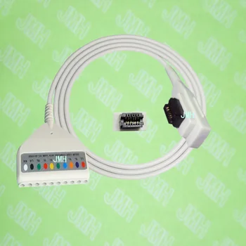 Saderīgs ar GE SEER MC EKG Mašīna 41959-010,DIN, 10-svina holter maģistrālo kabeli,vai IEC AHA.