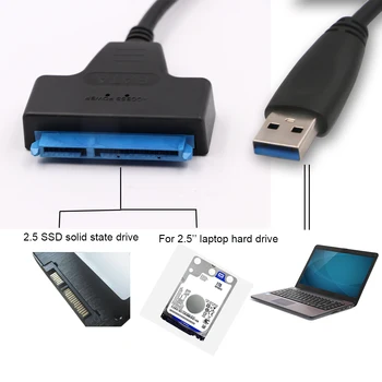 SATA USB 3.0 / 2.0 Kabelis 6 gb / s 2,5 Collu Ārējie HDD SSD Cieto Disku SATA 3 22 Pin Adapter USB 3.0 Sata III Kabeli