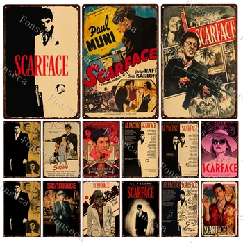 Scarface Filmu Vintage Metāla Plakātu, Skārda Pazīmes Mājas Zāle Bārs Krogs Cilvēks Alas Sienas Apdares Retro Metāla Plāksnes