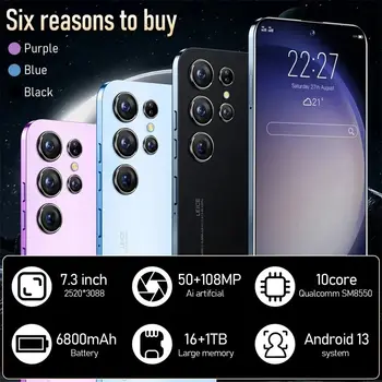 seeae S23 Ultra 7.3 HD Ekrāna Viedtālrunis Sākotnējā 5G Dual Sim Celulares Android Atslēgt 108MP 6800mAh Mobilo Telefonu