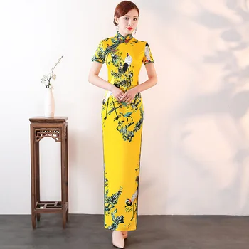 Sexy Puse Ilgi Cheongsam Tradicionālās Ķīnas Stila Qipao Drēbes Austrumu Sieviešu Elegantas Vakara Kleitas Vestido Plus Izmērs S-5XL