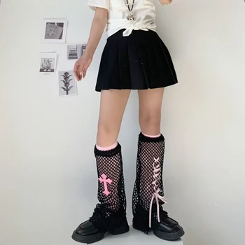 Sievietēm s Cute Kāju Sildītāji Cross Modelis Ceļgalu Augstu Zeķes Boot Aproces Japāņu Harajuku Kawaii Garās Zeķes