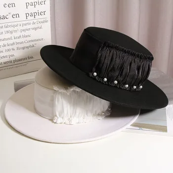 Sieviešu britu top cepure vasaras domo cepuri luksusa vilnas fedora bezmaksas piegāde modes elegants sieviešu cepures jaunu 2023 panama, lai meitene