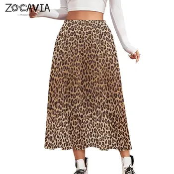 Sieviešu leopards drukāt vidēja garuma elastīgās augstas starām. īsi svārki Sieviešu modes augsta un zema hem