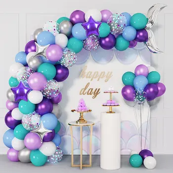 Sirēna Balonu Aprites Komplekts Zilā Okeāna Tēmu Puse Piegādēm, Bērnu Dzimšanas dienas Balons